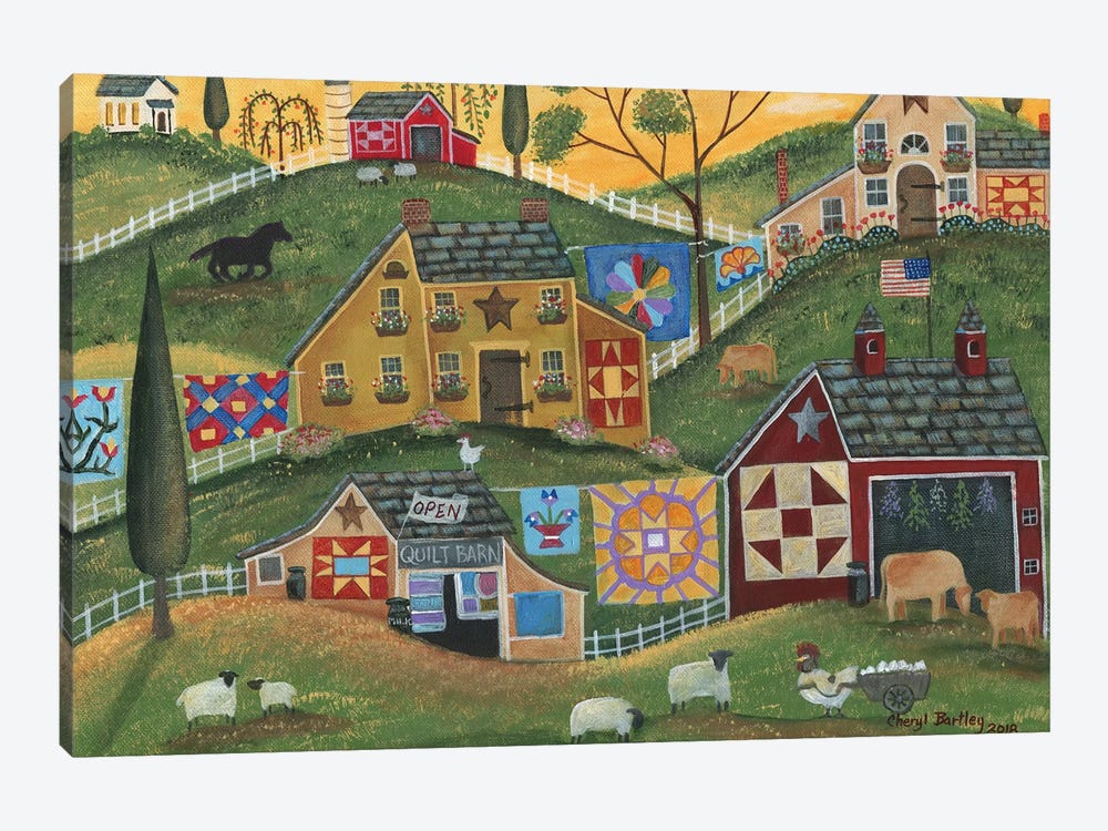 Country Quilt Barn by Cheryl Bartley 1-piece Canvas Wall Art
