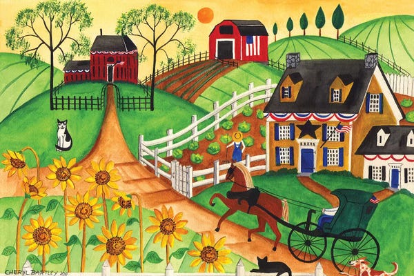 Farms: Country Sunflower Quilt Farm by Cheryl Bartley