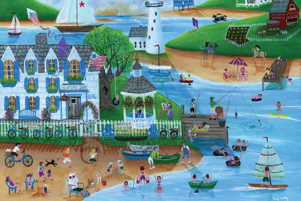Coastal Villages & Towns: Folk Art Summertime Fun at Seaport Inn by Cheryl Bartley