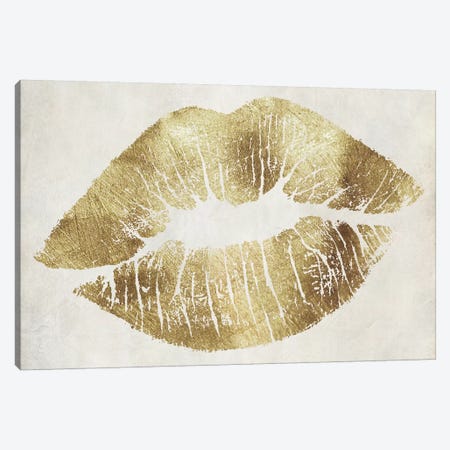 Hollywood Kiss Gold Canvas Print #CBY495} by Color Bakery Canvas Artwork