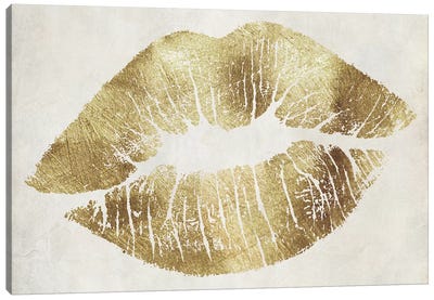 Hollywood Kiss Gold Canvas Art Print - Hair & Beauty Art