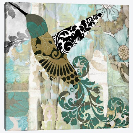 Hummingbird Batik II Canvas Print #CBY503} by Color Bakery Canvas Print