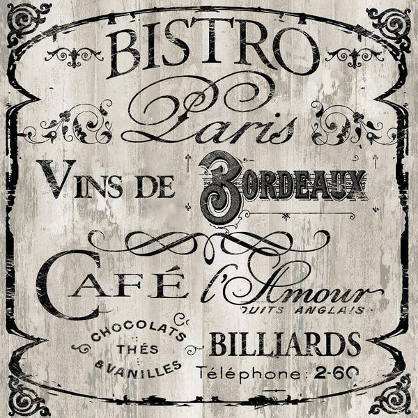 Paris Typography: Paris Bistro III by Sasha