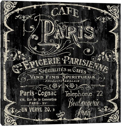 Paris Bistro VI Canvas Art Print - Paris Typography
