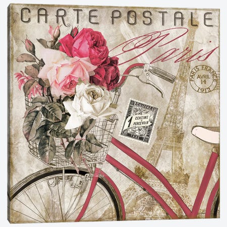 Postale Paris I Canvas Print #CBY801} by Color Bakery Canvas Wall Art