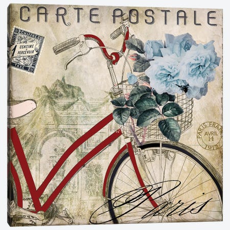 Postale Paris II Canvas Print #CBY802} by Color Bakery Canvas Artwork