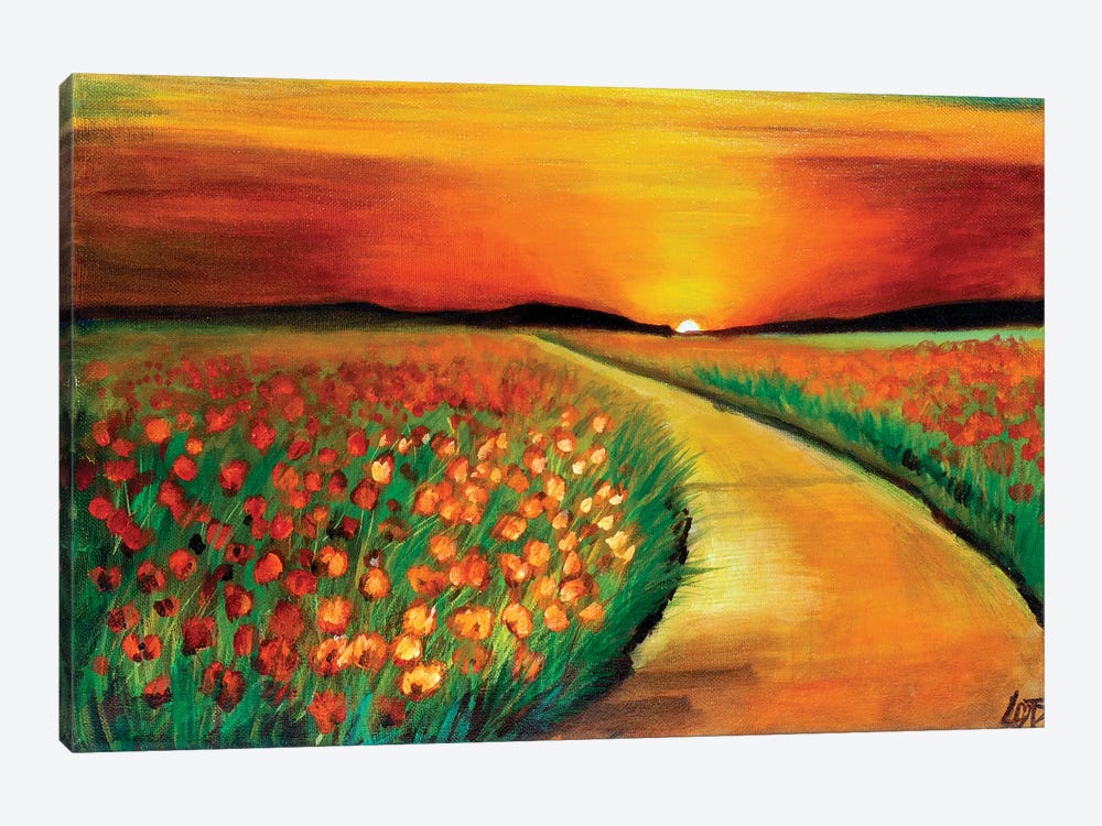 Poppy Field At Sunset by Charlotte Bezant 1-piece Canvas Artwork