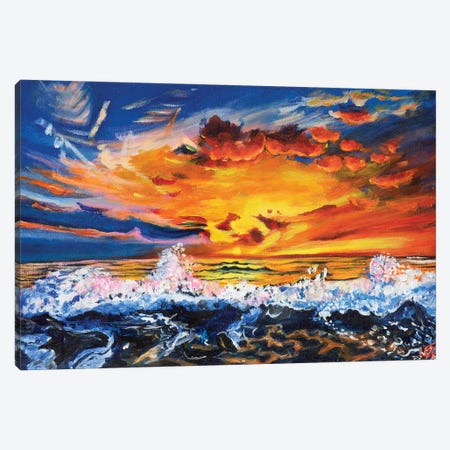 Orange Sunset Canvas Print #CBZ16} by Charlotte Bezant Canvas Art