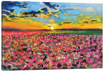 Lily Pond Sunrise Canvas Art Print - Lily Art