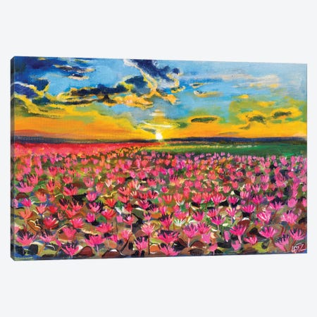 Lily Pond Sunrise Canvas Print #CBZ17} by Charlotte Bezant Canvas Wall Art