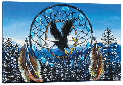 Eagle Dream Catcher Canvas Art Print - Feather Art