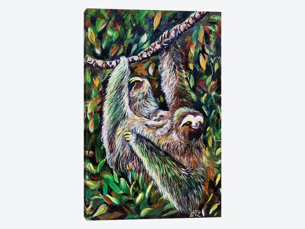 Sloth Mother And Baby by Charlotte Bezant 1-piece Canvas Artwork