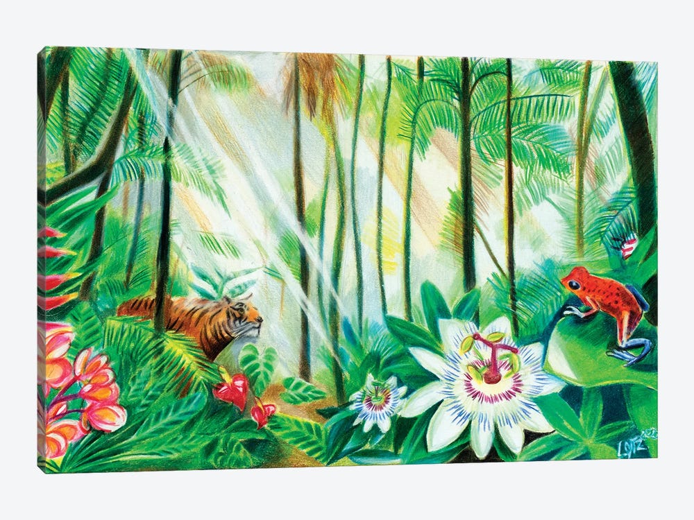 Tiger In Rainforest by Charlotte Bezant 1-piece Canvas Artwork