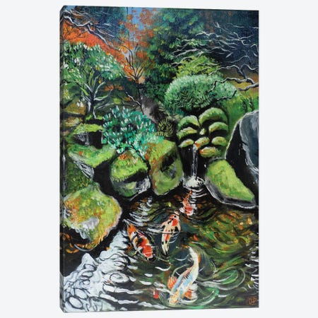 Japanese Garden With Pool Canvas Print #CBZ44} by Charlotte Bezant Canvas Art Print