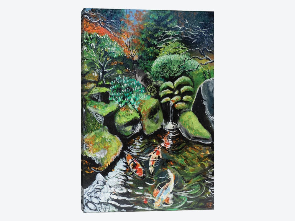 Japanese Garden With Pool by Charlotte Bezant 1-piece Canvas Artwork