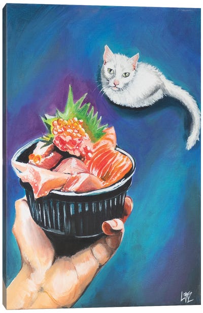 Sushi Cat Canvas Art Print - Charlotte Bezant