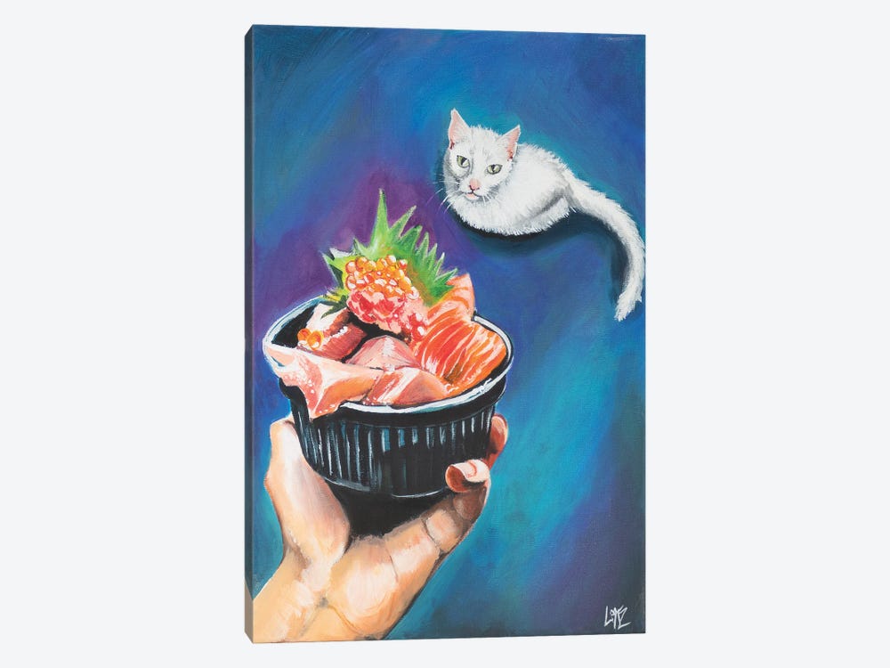 Sushi Cat by Charlotte Bezant 1-piece Canvas Print