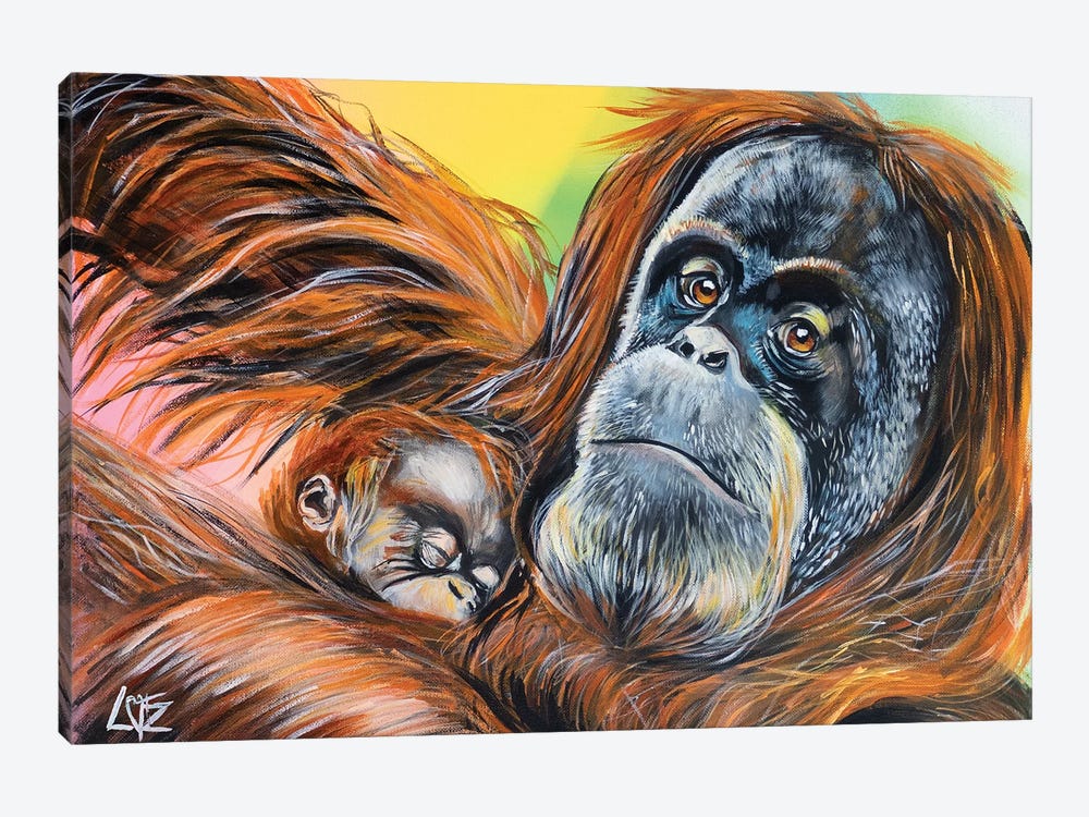 Orangutan Mother And Baby by Charlotte Bezant 1-piece Canvas Wall Art