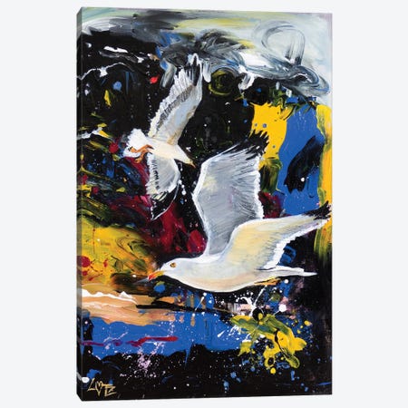 Seagulls Flying Canvas Print #CBZ53} by Charlotte Bezant Canvas Art Print