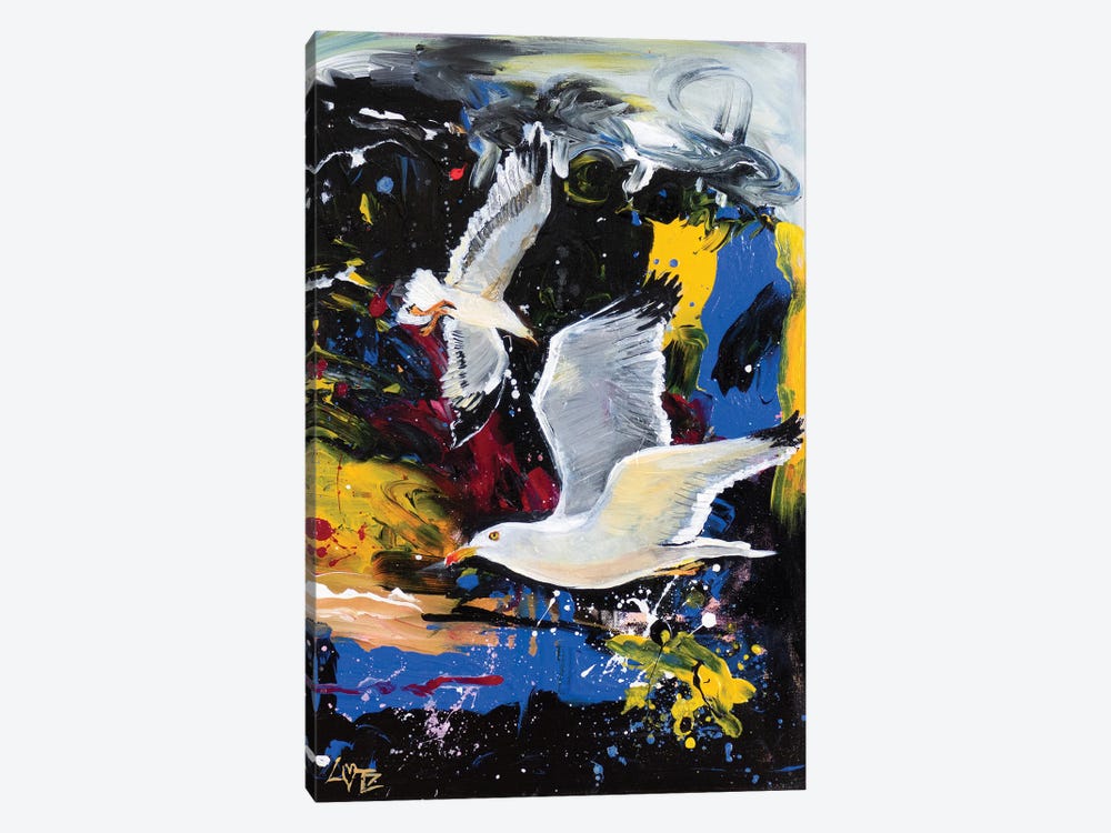 Seagulls Flying by Charlotte Bezant 1-piece Canvas Wall Art