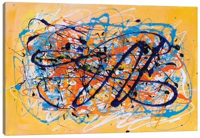 Abstract Orange Canvas Art Print - Similar to Jackson Pollock