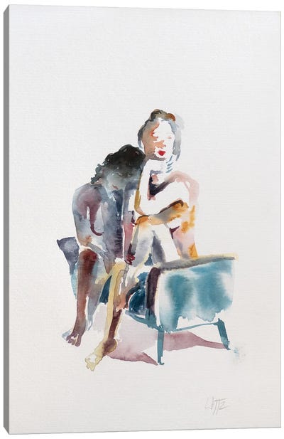 Figure Study V Canvas Art Print - Subdued Nudes