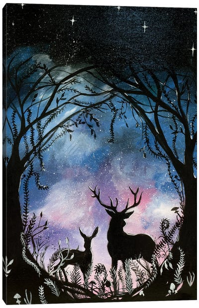 Night Deer Canvas Art Print - Charlotte Bezant