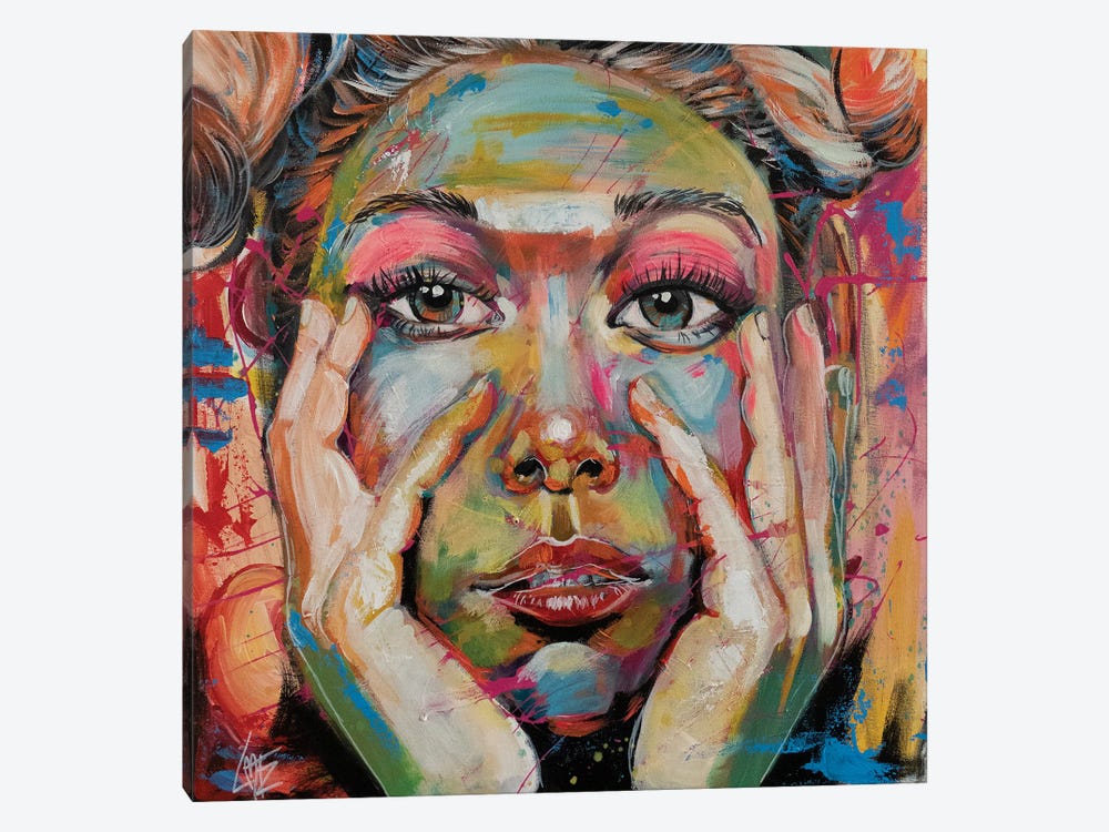 Girl With Buns by Charlotte Bezant 1-piece Canvas Wall Art