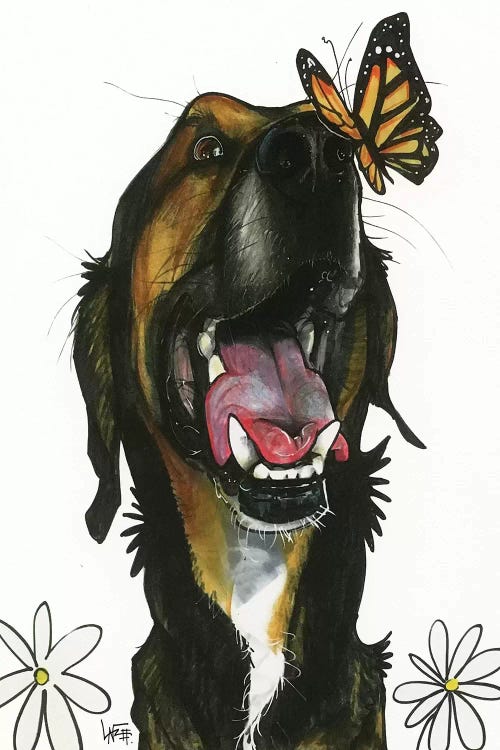 Butterfly Kisses by Canine Caricatures wall art