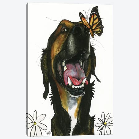 Butterfly Kisses Canvas Print #CCA10} by Canine Caricatures Art Print