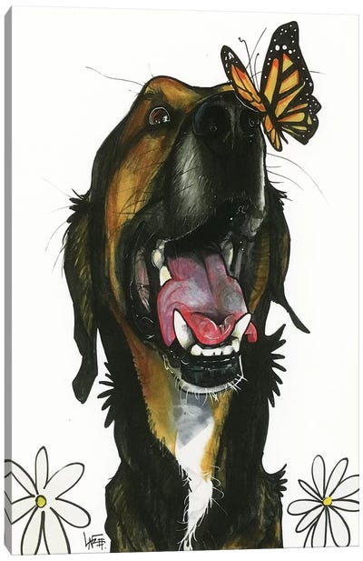 Butterfly Kisses Canvas Art Print - Canine Caricatures
