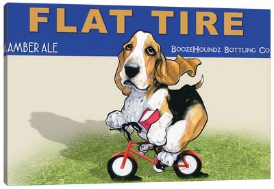 Flat Tire Canvas Art Print - Canine Caricatures