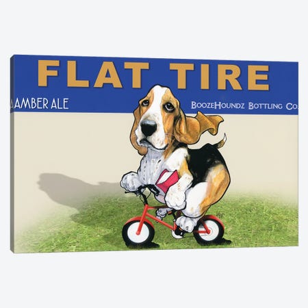 Flat Tire Canvas Print #CCA14} by Canine Caricatures Canvas Wall Art