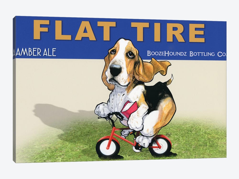 Flat Tire by Canine Caricatures 1-piece Art Print