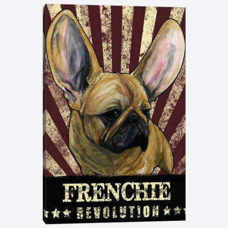 Frenchie Revolution Canvas Print #CCA15} by Canine Caricatures Canvas Artwork