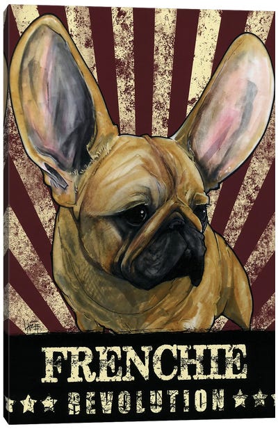 Frenchie Revolution Canvas Art Print - Canine Caricatures