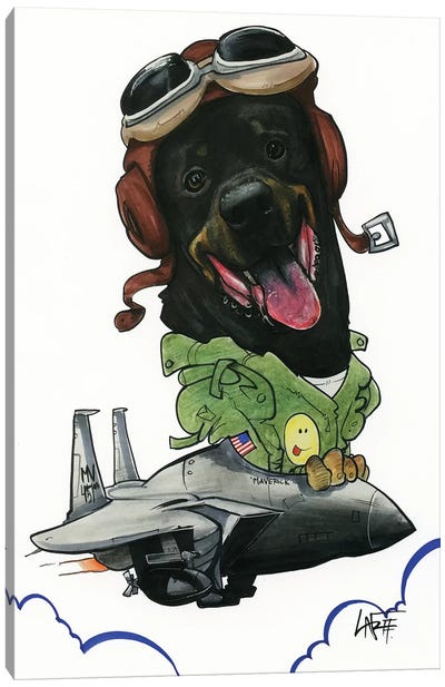 Maverick Canvas Art Print - Canine Caricatures