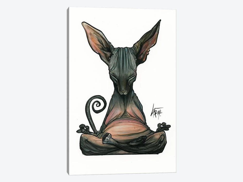 Meditating Sphynx by Canine Caricatures 1-piece Canvas Wall Art