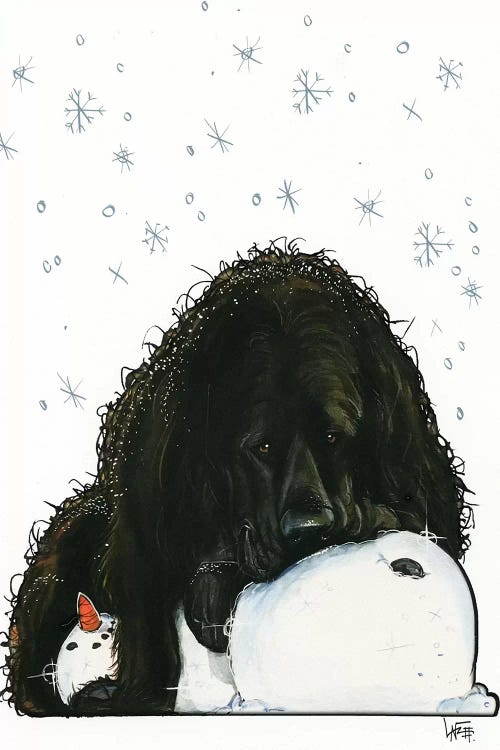 Newfoundland The Snowlover by Canine Caricatures wall art