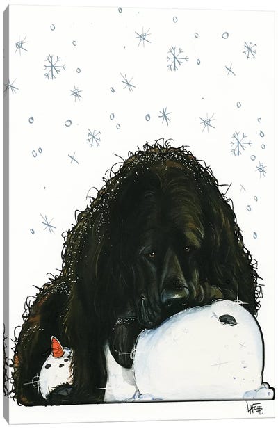 Newfoundland The Snowlover Canvas Art Print - Canine Caricatures