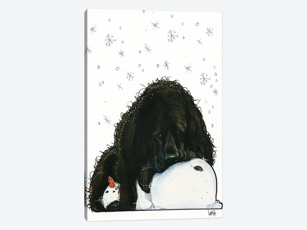 Newfoundland The Snowlover by Canine Caricatures 1-piece Canvas Print