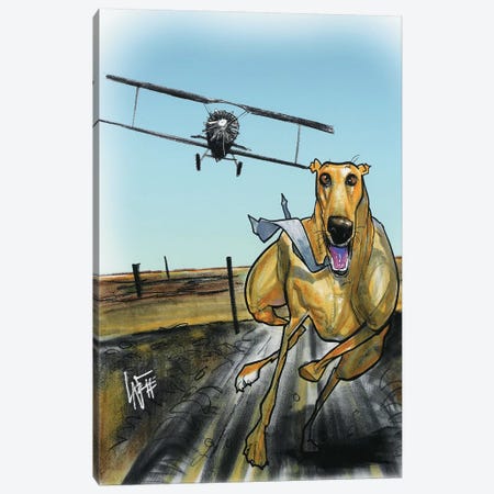 North by Northwest Greyhound Canvas Print #CCA22} by Canine Caricatures Canvas Wall Art
