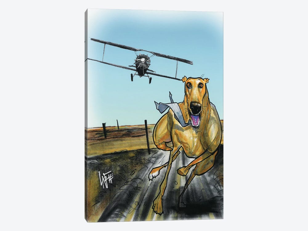 North by Northwest Greyhound by Canine Caricatures 1-piece Canvas Art