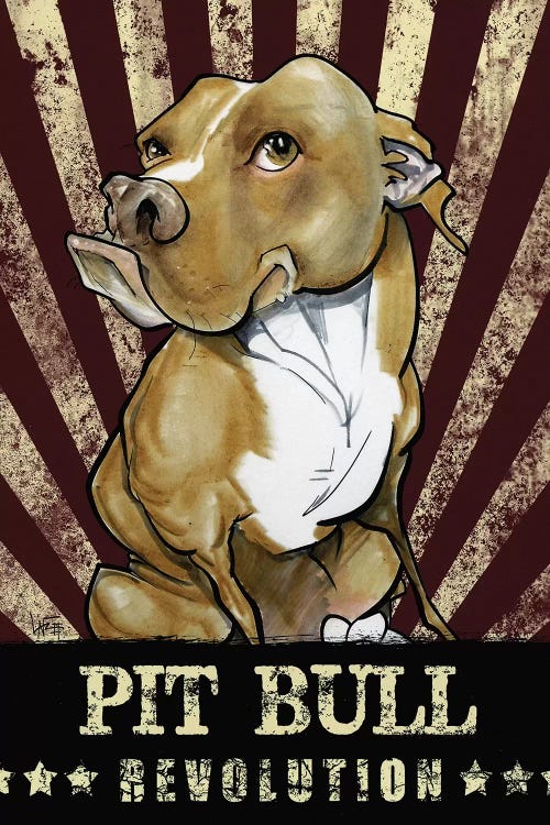 Pit Bull Revolution by Canine Caricatures wall art