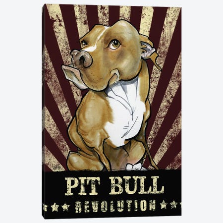 Pit Bull Revolution Canvas Print #CCA24} by Canine Caricatures Art Print