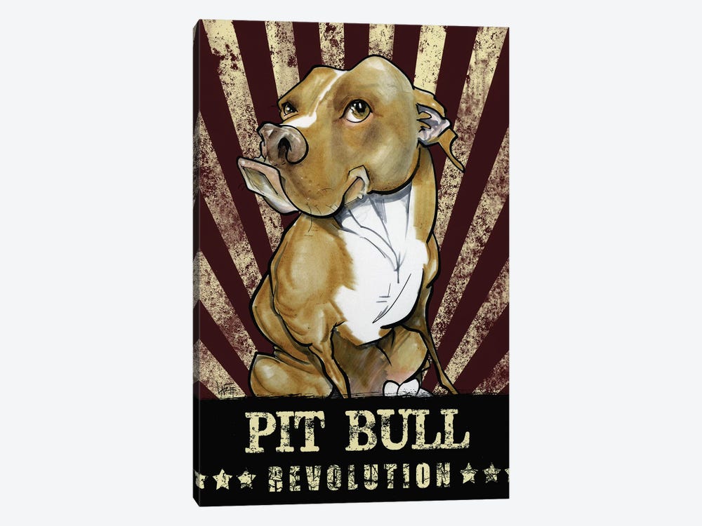 Pit Bull Revolution by Canine Caricatures 1-piece Canvas Artwork