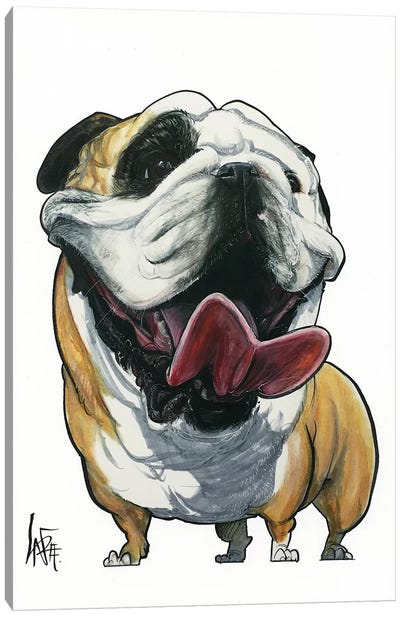 Smiling Bulldog Canvas Art Print - Canine Caricatures