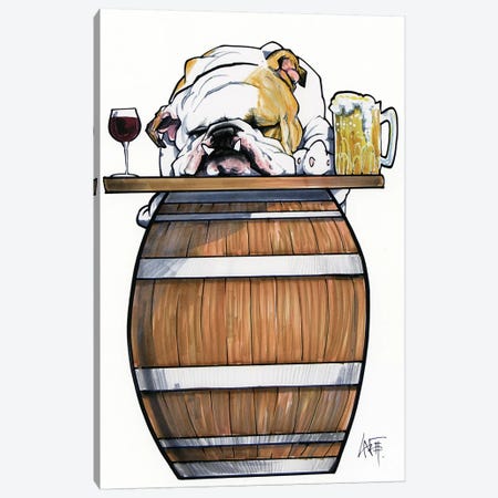 Tavern Bulldog Canvas Print #CCA29} by Canine Caricatures Canvas Wall Art