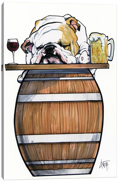 Tavern Bulldog Canvas Art Print - Canine Caricatures