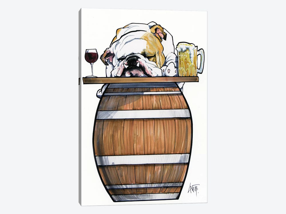 Tavern Bulldog by Canine Caricatures 1-piece Canvas Art Print